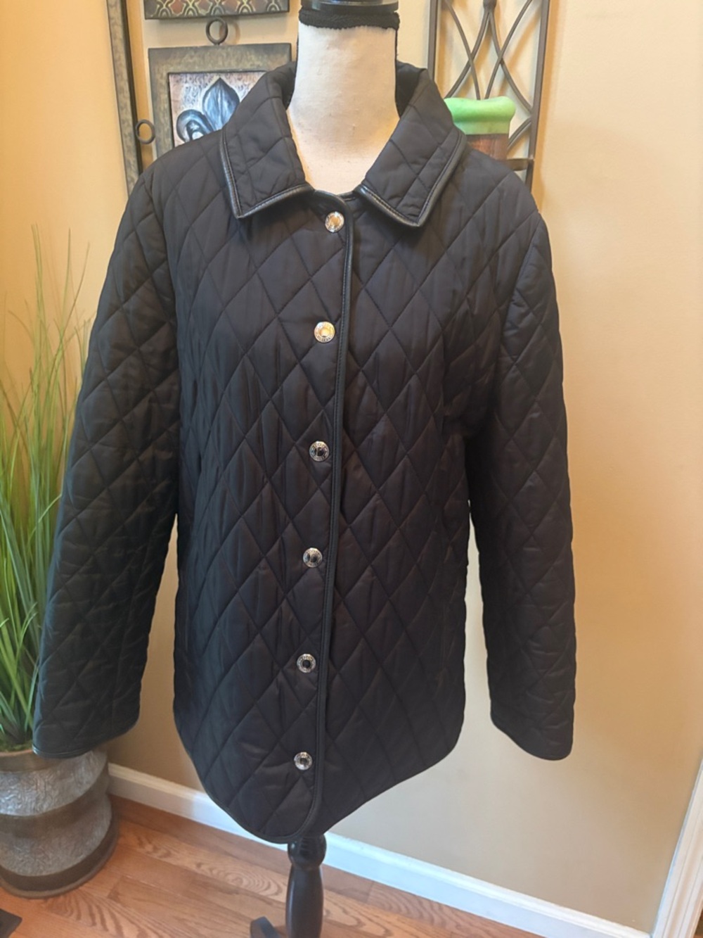 Coach Women's Black Quilted Button-Front Barn Jacket